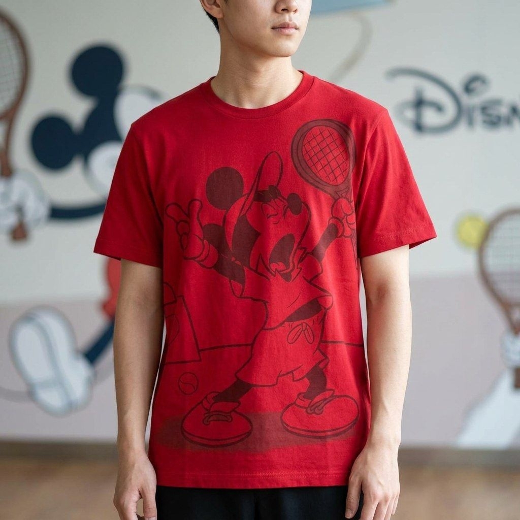 Uniqlo​ UT​ x​ Disney Mickey​ Mouse​ เสื้อยืดสีแดง​ ไซส์​ M​ มือสอง​ มีตำหนิ