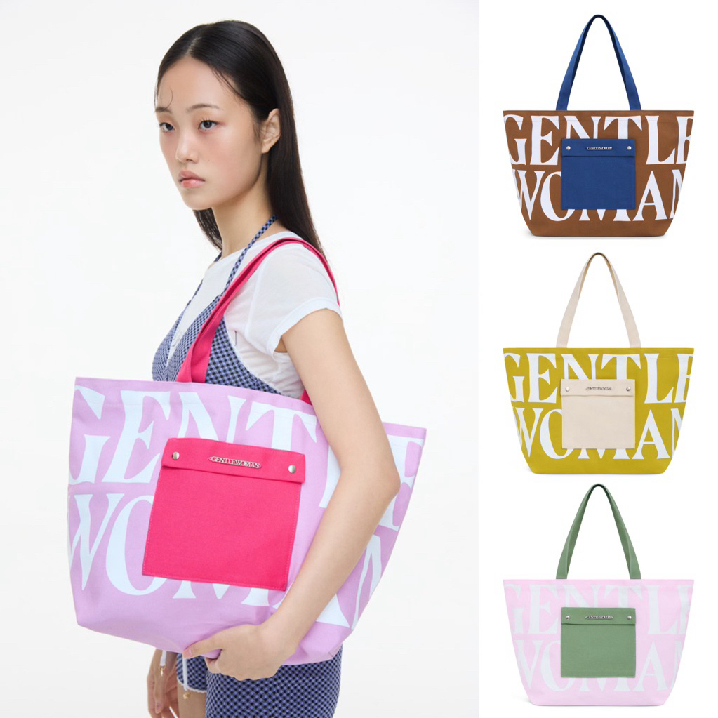 กระเป๋าผ้า+ช่องหน้า เป๋าหน้าแคนวาส GENTLEWOMAN รุ่น GW PAINTED WALL TOTE