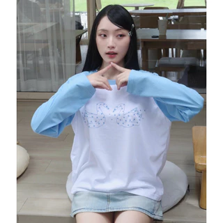 resign studio - เสื้อ Raglan เสื้อขาวแขนฟ้า☁️🐋