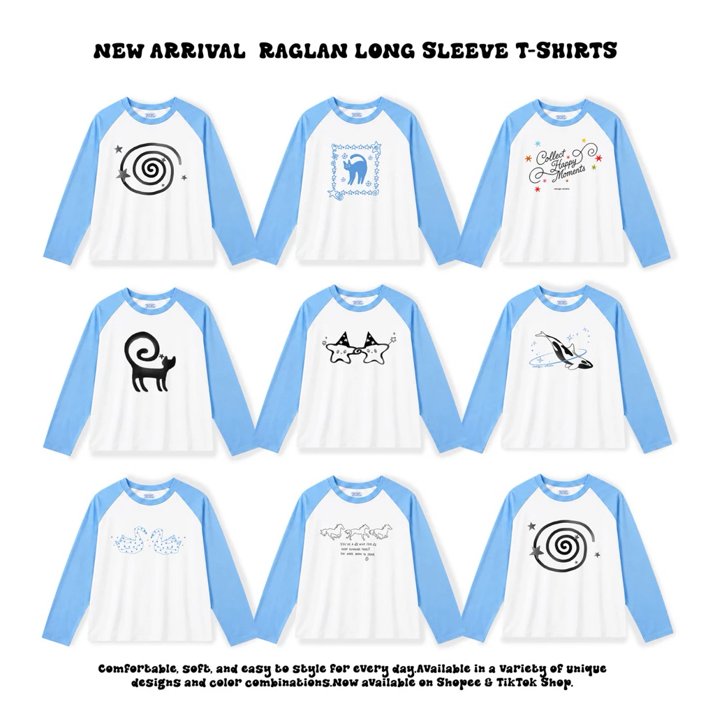 resign studio - เสื้อ Raglan เสื้อขาวแขนฟ้า☁️🐋