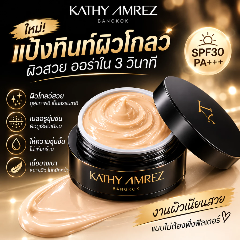 KATHY AMREZ Skin Tint Glow SPF30 PA+++ 5g ครีมทินท์ผิวโกลว์ เนื้อบางเบา เบลอรูขุมขน ผิวเรียบเนียน
