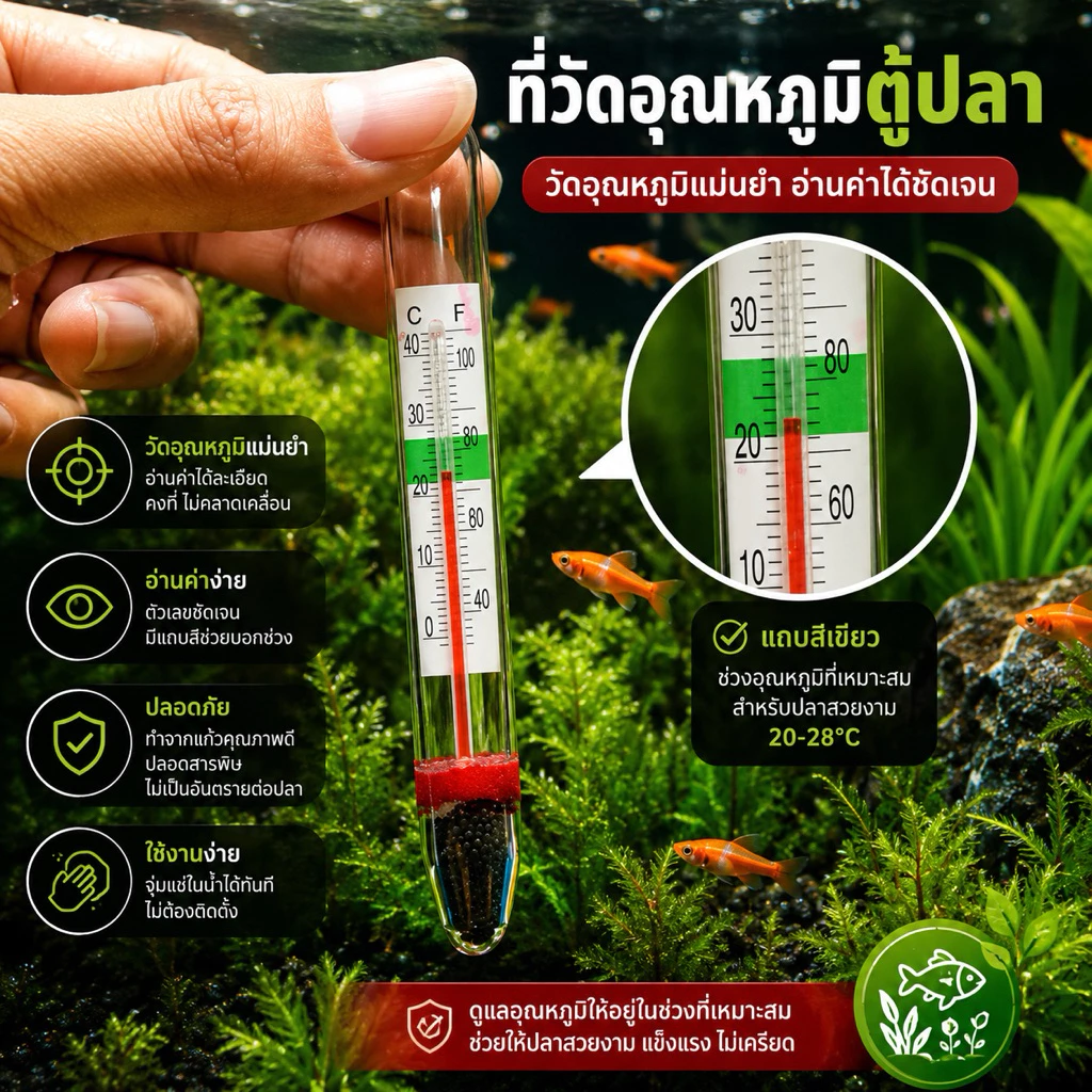 ที่วัดอุณหภูมิตู้ปลา อุณหภูมิที่ดี20-28องศา