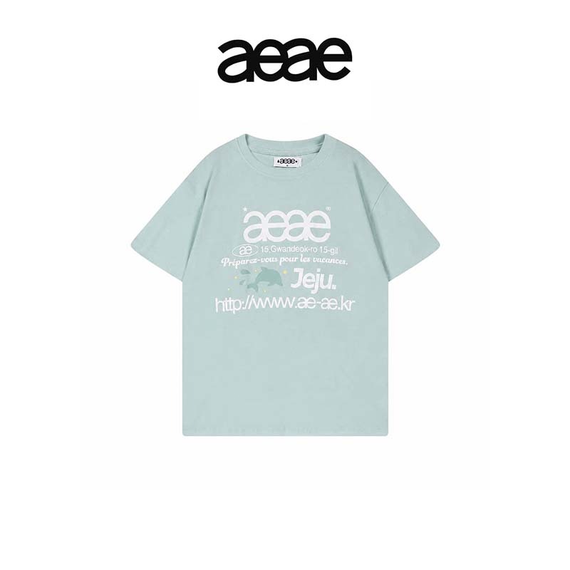 AEAE🇰🇷 VINTAGE PRINT SHORT SLEEVE T‑SHIRT เสื้อยืดสั้นลายพิมพ์วินเทจ