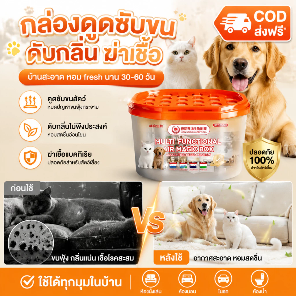 กล่องกำจัดขนสัตว์เลี้ยง.กล่องดูดซับขนสัตว์เลี้ยง.กล่องดูดซับกลิ่นสัตว์เลี้ยง.ขจัดกลิ่นและลดขนสัตว์เลี้ยง