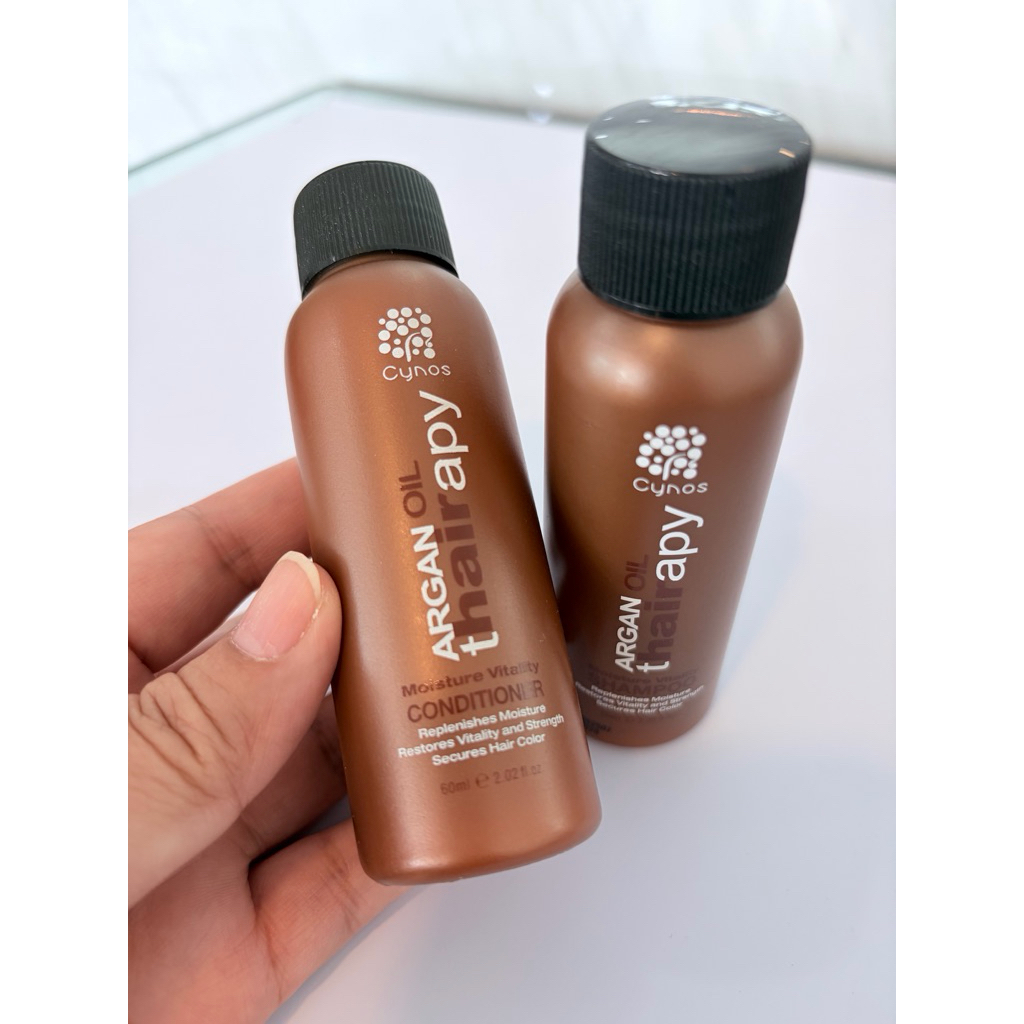 Cynos Argan Oil คู่ละ thairapy Moisture Vitality Shampoo & Conditioner, 60ml ผมแห้งเสีย จากการทำเคมี