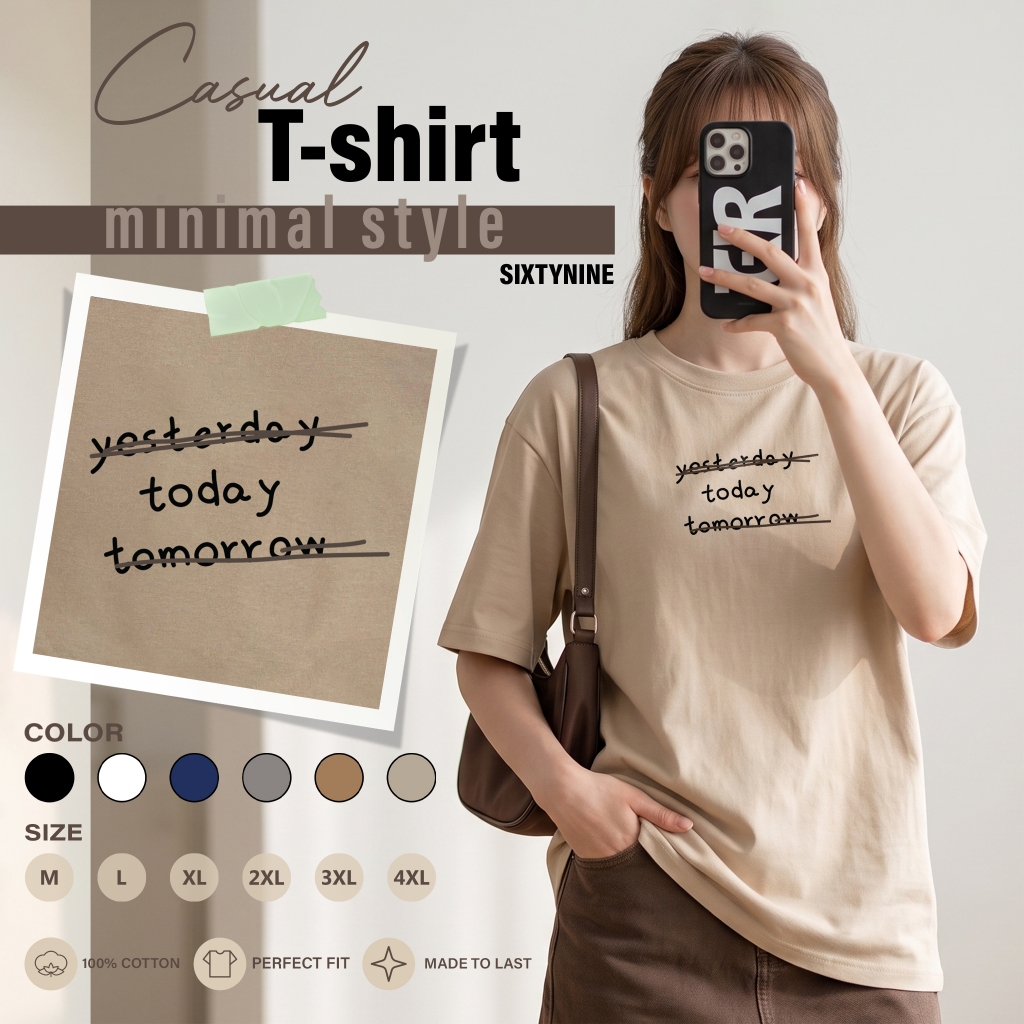 เสื้อยืดผ้าคอตตอน M-4XL พิมพ์ลาย " Today " พร้อมส่ง