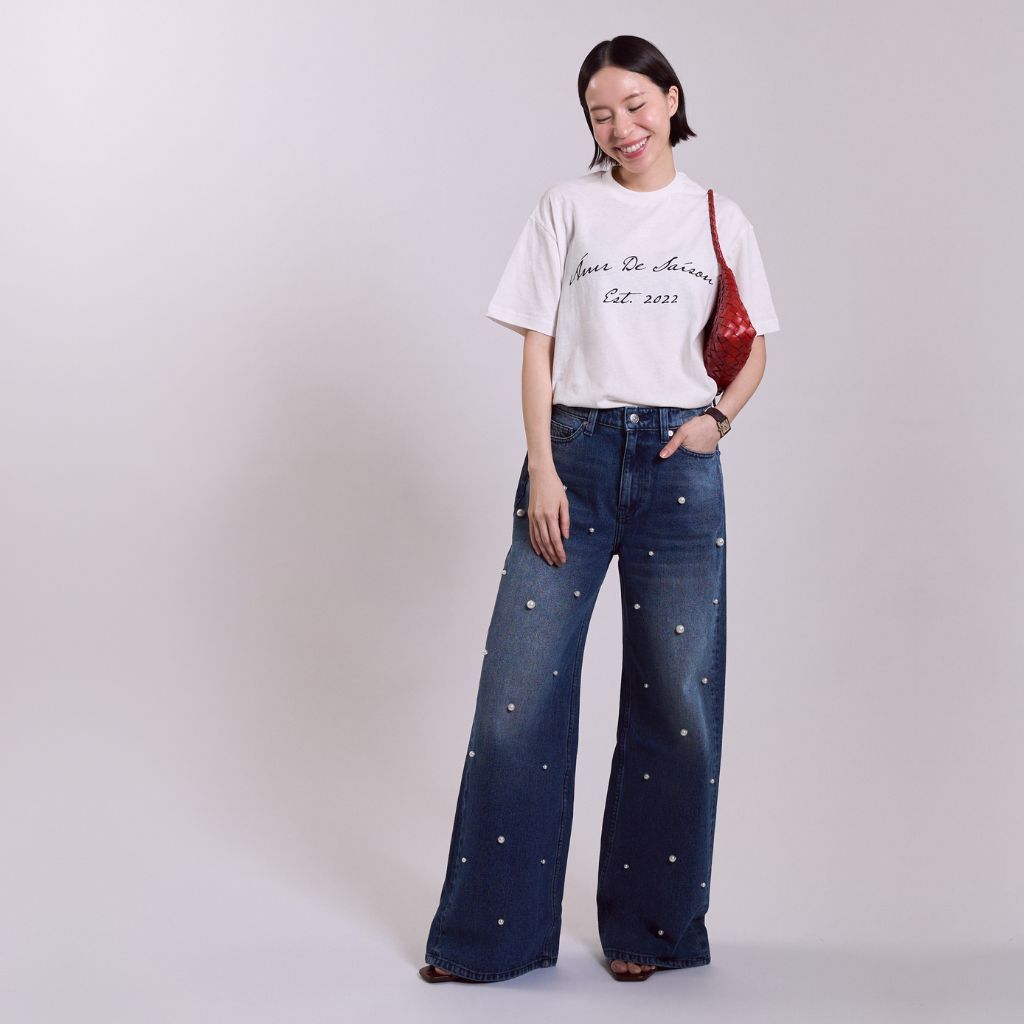 AMR DE SAISON ( AIMER ) - AMR 90s Baggy Jeans Pearl Hand Embroidery