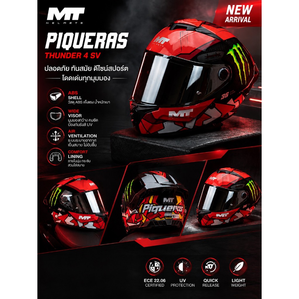 MT รุ่น Thunder 4R SV , BLADE 2 SV 2026  แบบสปอร์ทัวริ่ง มีแว่นกันแดดด้านใน