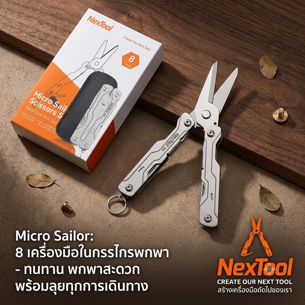 NexTool Micro Sailor Scissors S0 กรรไกรพกพา EDC 8 ฟังก์ชัน ขนาดจิ๋ว- NE20417