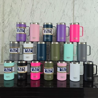 แก้วน้ำ24oz 720ml สแตนเลส304 เก็บอุณหภูมิความเย็น ร้อน มีด้ามหูจับ สีพื้นผิวด้านหน้าทราย สีไม่ลอก YT