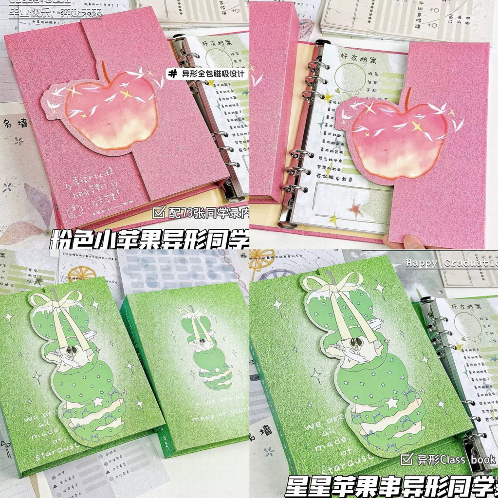 พร้อมส่ง🇹🇭แฟ้มApple Airbrush Illustration (เฉพาะแฟ้ม) ขนาดA5 6ห่วง แฟ้มรูป แฟ้มการ์ด Photo Album Bin
