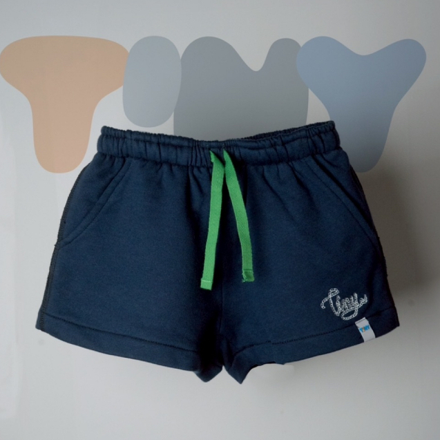 T!NY Kidswear - T!NY Sailing Knots Short กางเกงขาสั้นผ้า French Terry สีน้ำเงิน ปักโลโก้ T!NY