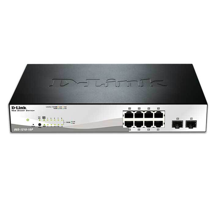 D-LINK (DGS-1210-10P) Gigabit Switching Hub 8 Port (11'',8 POE,+2 SFP)