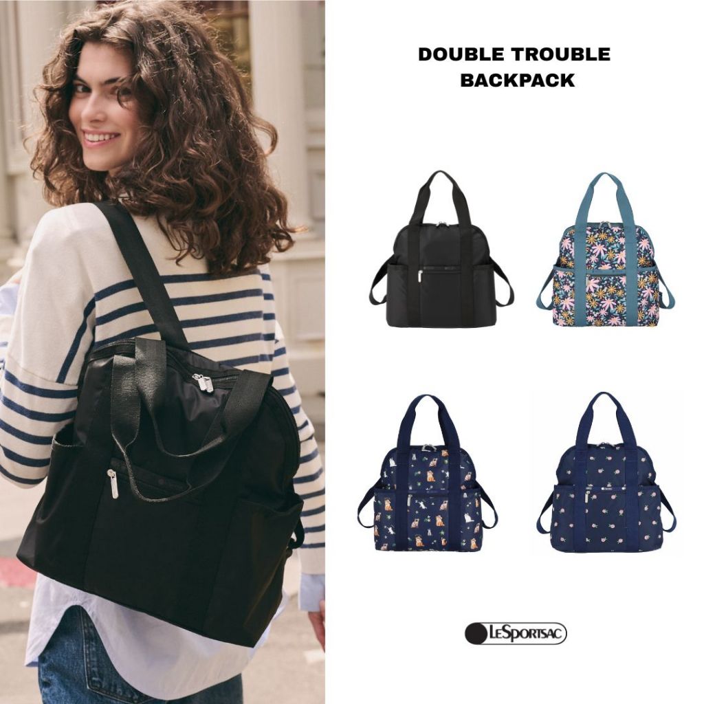 LeSportsac Double Trouble Backpack bag (Restock) กระเป๋าสะพายข้าง สะพายหลัง Style 2442