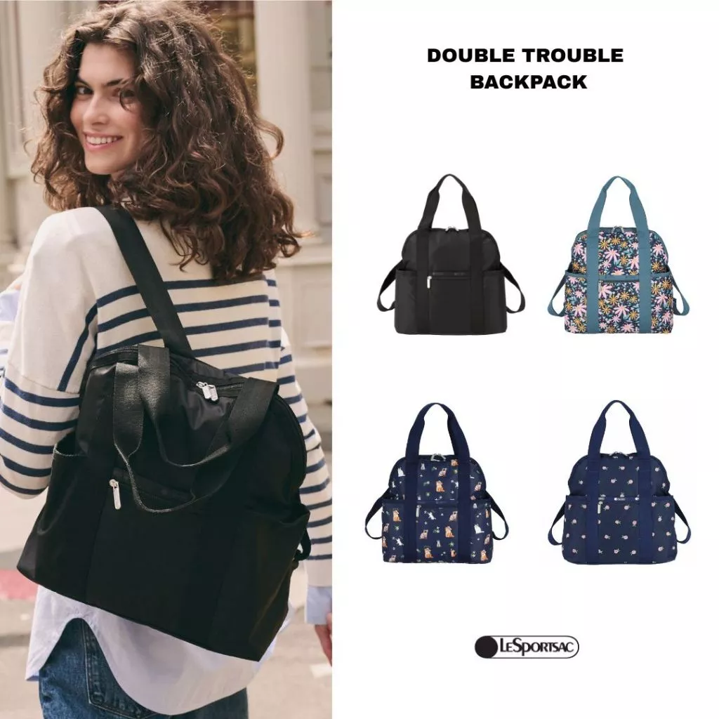 LeSportsac Double Trouble Backpack bag (Restock) กระเป๋าสะพายข้าง สะพายหลัง Style 2442