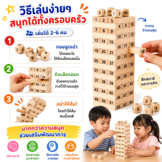 งานไม้เกมส์ต่อตึก บล็อกไม้ตึกถล่ม 54ชิ้น ของเล่นเสริมสร้างพัฒนาการ ฝึกสมาธิ เล่นได้ทุกเพศทุกวัย