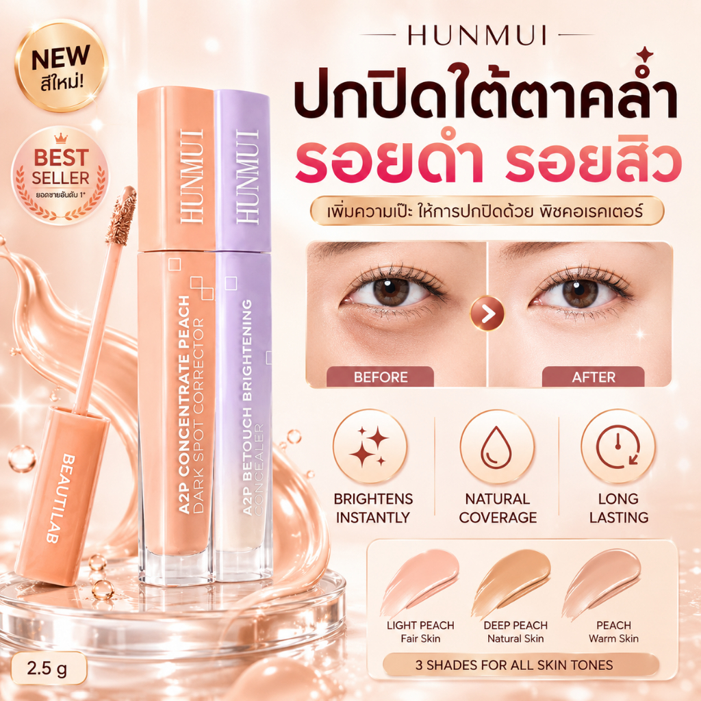 [มีสต็อก พร้อมส่ง] A2P foundation concealer & Peach Corrector คอนซีลเลอร์/ปกปิดสิว/ธรรมชาติ/บางเบา