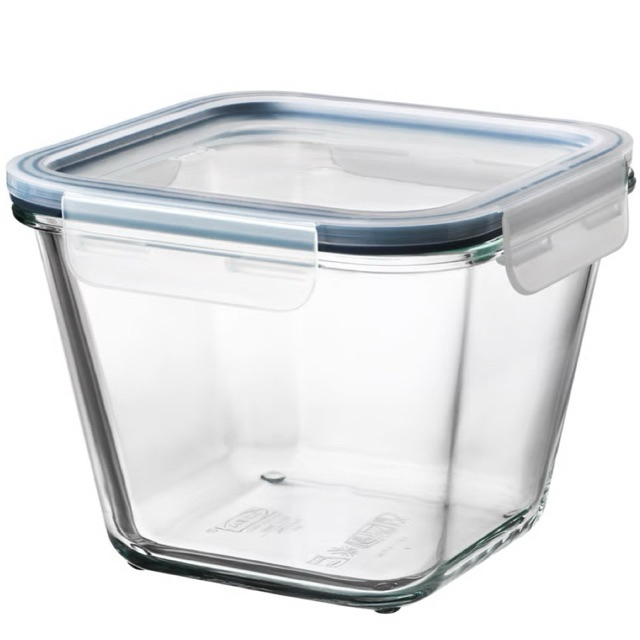 IKEA 365+ อิเกีย 365+ กล่องเก็บอาหารพร้อมฝาปิด, สี่เหลี่ยมจัตุรัส แก้ว/พลาสติก, 1.2 ลิตร