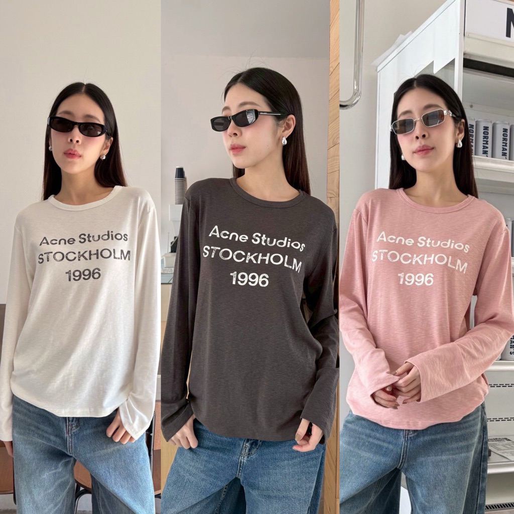 พร้อมส่ง"Ac long stave " เสื้อยืดแขนยาวแบรนด์ดัง ดีเทลสกรีนลายอักษรที่อก คอลใหม่ผ้าใหม่ผ้าสลาฟ นุ่มยืด งานเทียบค่า