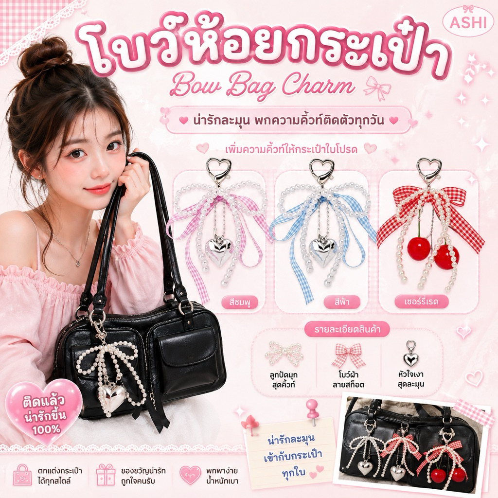 ASHI พวงกุญแจห้อยกระเป๋าพร้อมส่งจากไทย🇹🇭🍒🎀มีให้เลือกมากกว่า50แบบ🍒🎀 น่ารักมีให้เลือกหลายแบบหลายลาย สินค้าพร้อมจัดส่ง