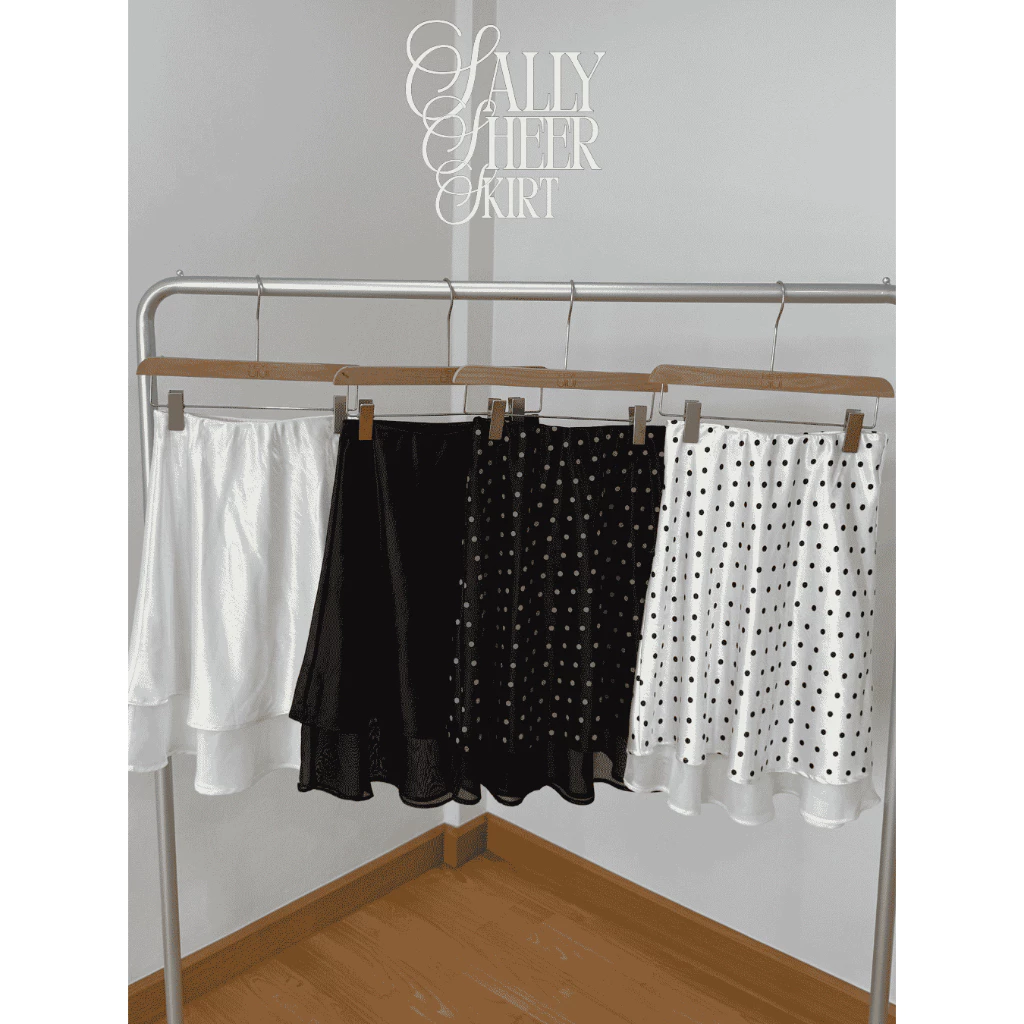 UIUI | SALLY SHEER SKIRT กระโปรงซาตินปลายซีทรู
