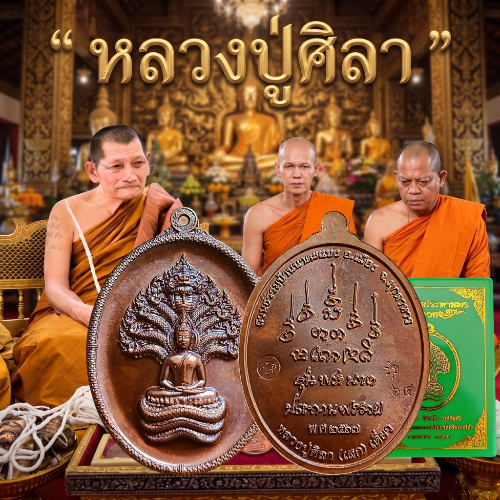 เหรียญหลวงปู่ศิลา พระนาคประทานพรรวย" ปี 2567 (เนื้อมหาชนวนมวลสาร) "มีหมายเลขกำกับ"