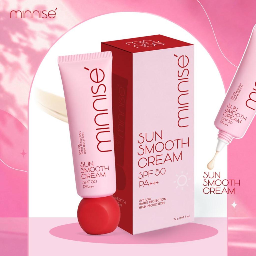 กันแดดกันน้ำ คุมมัน ปกปิด เรียบเนียน Minnise Sun Smooth Cream SPF50PA+++ ขนาด 20 กรัม