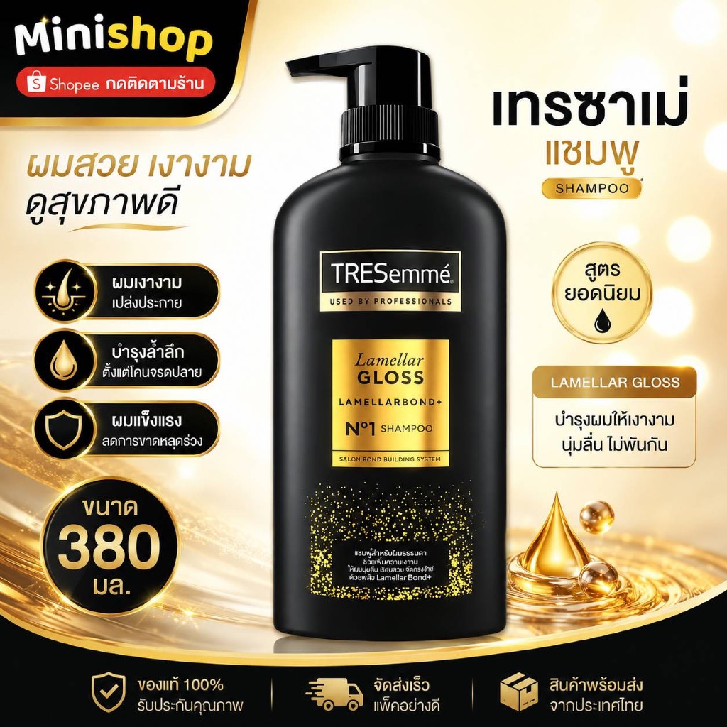 1 ขวด เทรซาเม่ แชมพู และ ครีมนวด แบบขวดเดียว ขนาด 380มล. เลือกได้