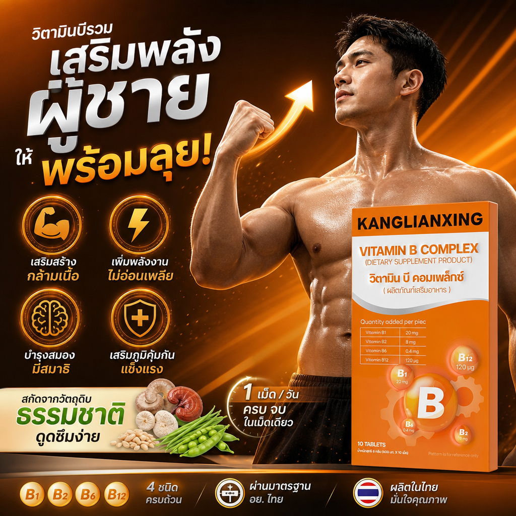 KANGLIANXING วิตามินบีรวม + สารอาหารบำรุงผิวและเส้นผม  เสริมวิตามินบี ดูแลความงามจากภายใน