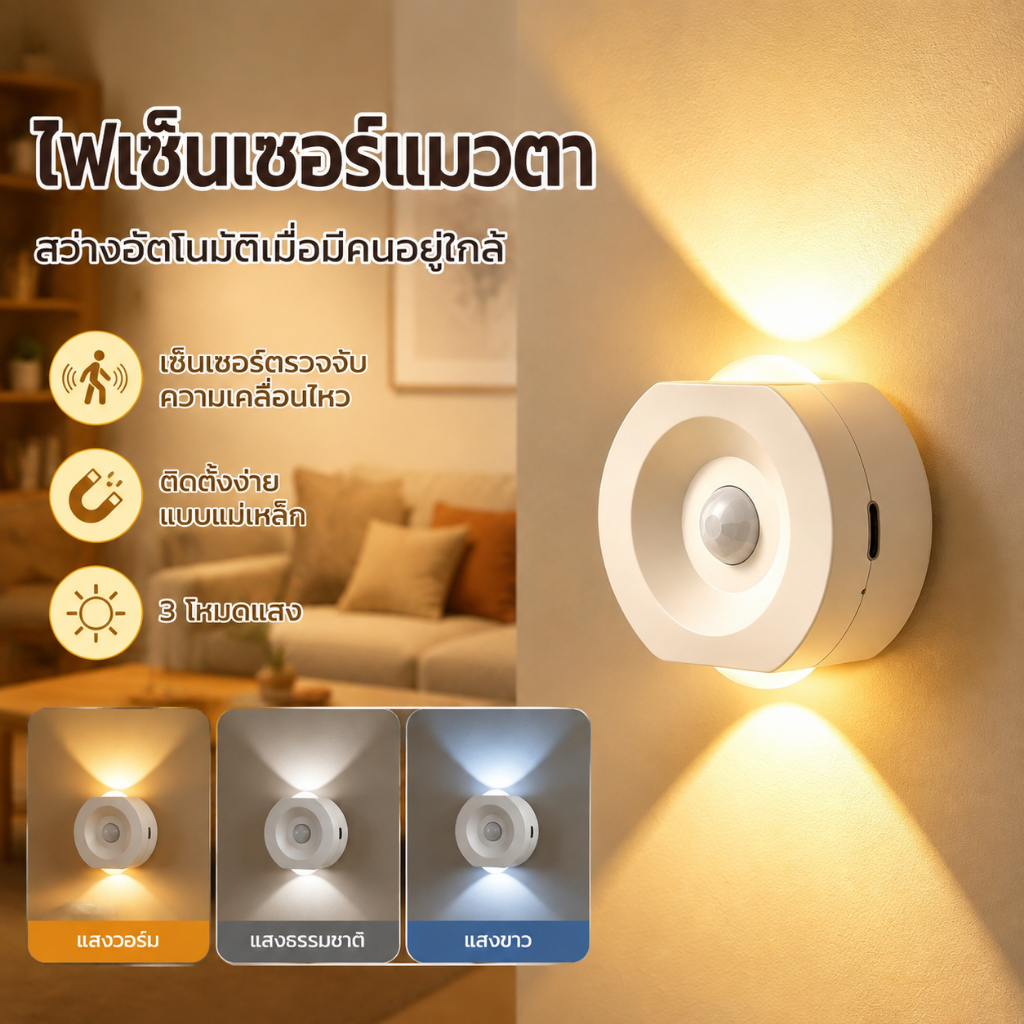ไฟกลางคืน นํา อัจฉริยะ,โคมไฟติดผนัง LED กันน้ํา,โคมไฟเซ็นเซอร์เคลื่อนไหว,ชาร์จ ยูเอสบี,ตัวยึดแม่เหล็ก, เสื้อผ้าไฟข้างเตี