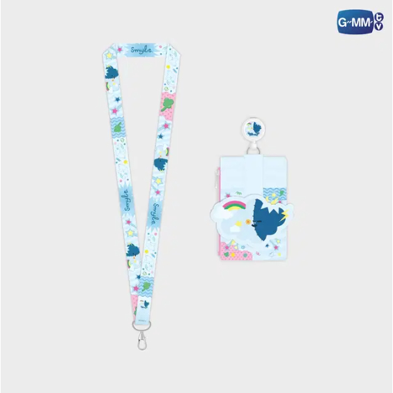 SMYLE LEATHER MULTI CARD HOLDER WITH STRAP #Smyly #Sky (พร้อมส่ง)