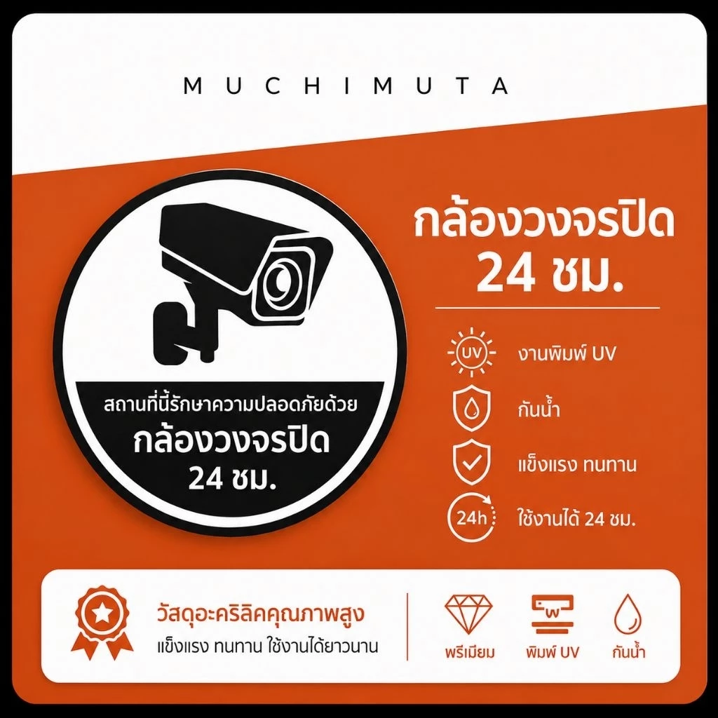 ป้ายบอกกล้องวงจรปิด CCTV ติดผนัง