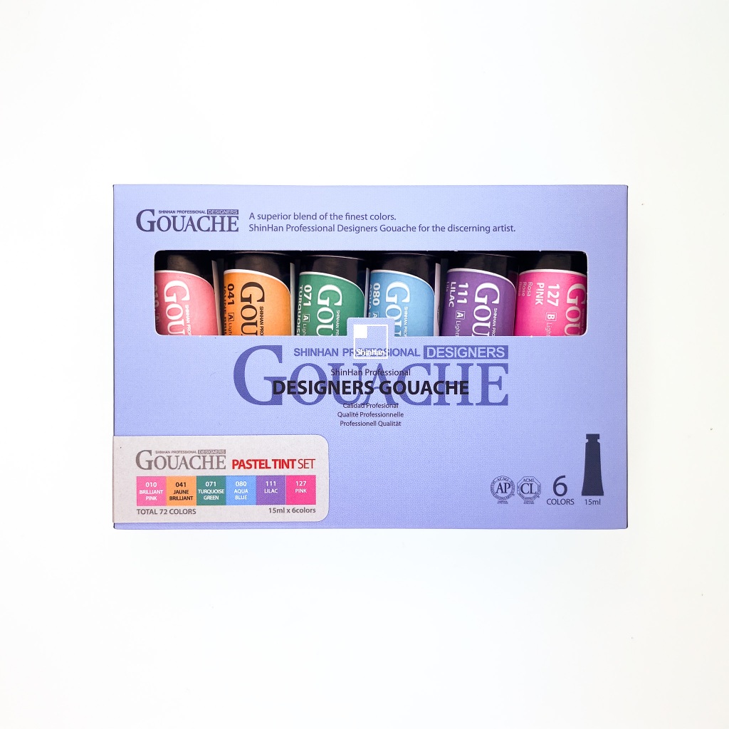 ShinHan Professional Gouache 15ml Tube 6 Colors Set PASTEL TINT (S1625153-0006) / เซ็ตสีกวอช 6 โทนสี เซ็ต PASTEL TINT