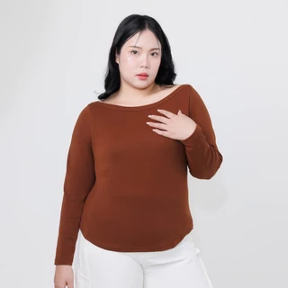 V21 – เสื้อยืดปาดไหล่ซ้อน แขนยาว
