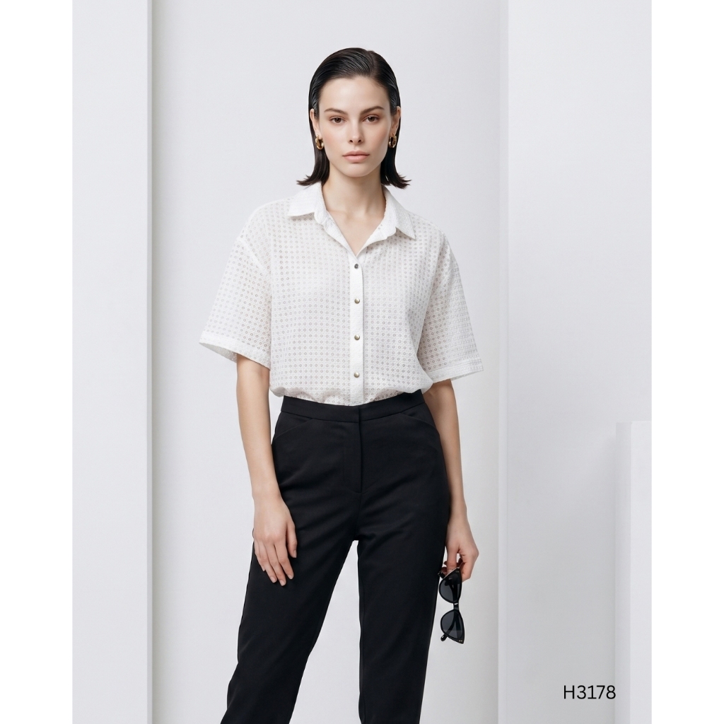 MIKIKO Shirt MI-H3178 สเทนซิลเลซT แขนสั้น IGPU26-08 PCE4090