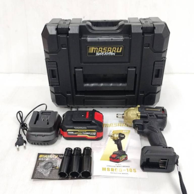 MASARU บล็อคไร้สาย20V รุ่นใหม่ล่าสุด MSRCD-105 รุ่นพิเศษ BLACK EDITION มาพร้อมแบต 4 แอมป์ 1ก้อน รับประกัน 1 ปี