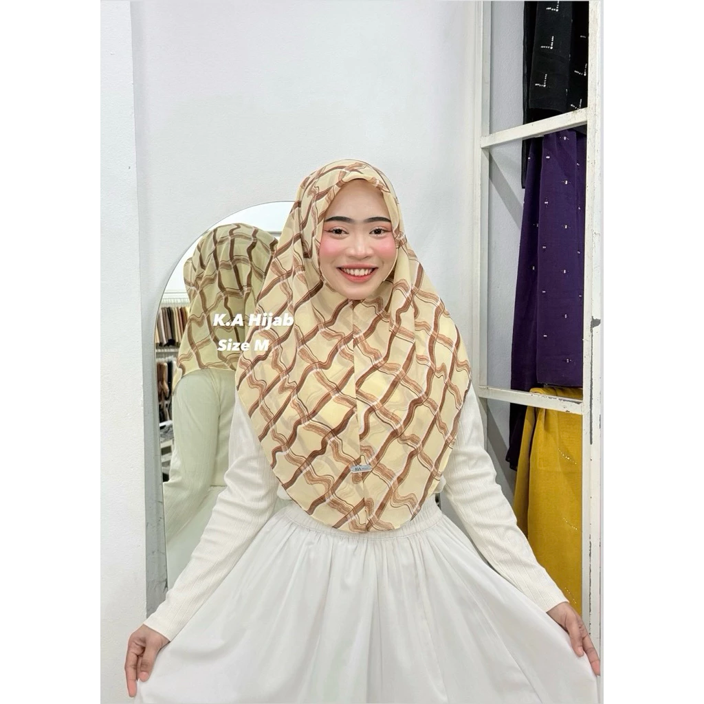 ฮิญาบสวมสำเร็จชีฟอง ทรงโค้ง หลังนางฟ้า ขนาดหลาสกู