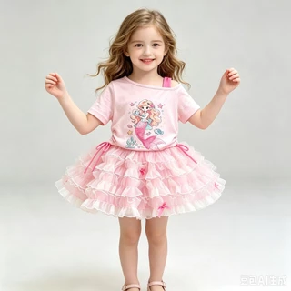 BB147 พร้อมส่ง ชุดเซตลูกสาวเสื้อ+กระโปรง เมอเมจหวาน นางเงือกน้อย น่ารักมาก
