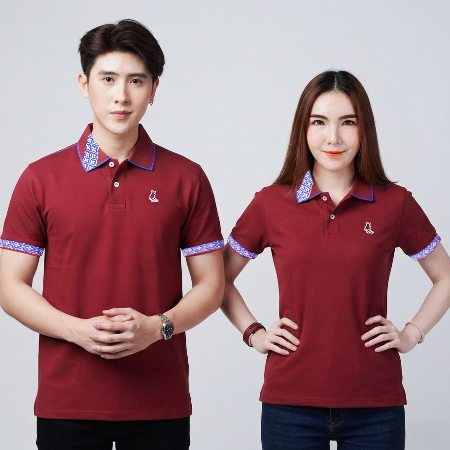 KUFKOLAR เสื้อโปโล คลาสิค สีแดงเลือดหมู I สำหรับสุภาพบุรุษสุภาพสตรี เสื้อรุ่นทรงตรง I P42-RE01