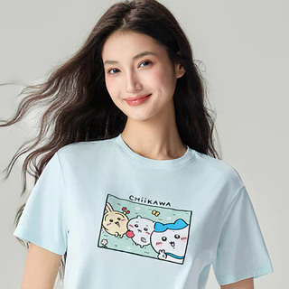 GIORDANO เสื้อยืดผู้หญิง Women's Sorona Printed Tee (CHIIKAWA) 05396404