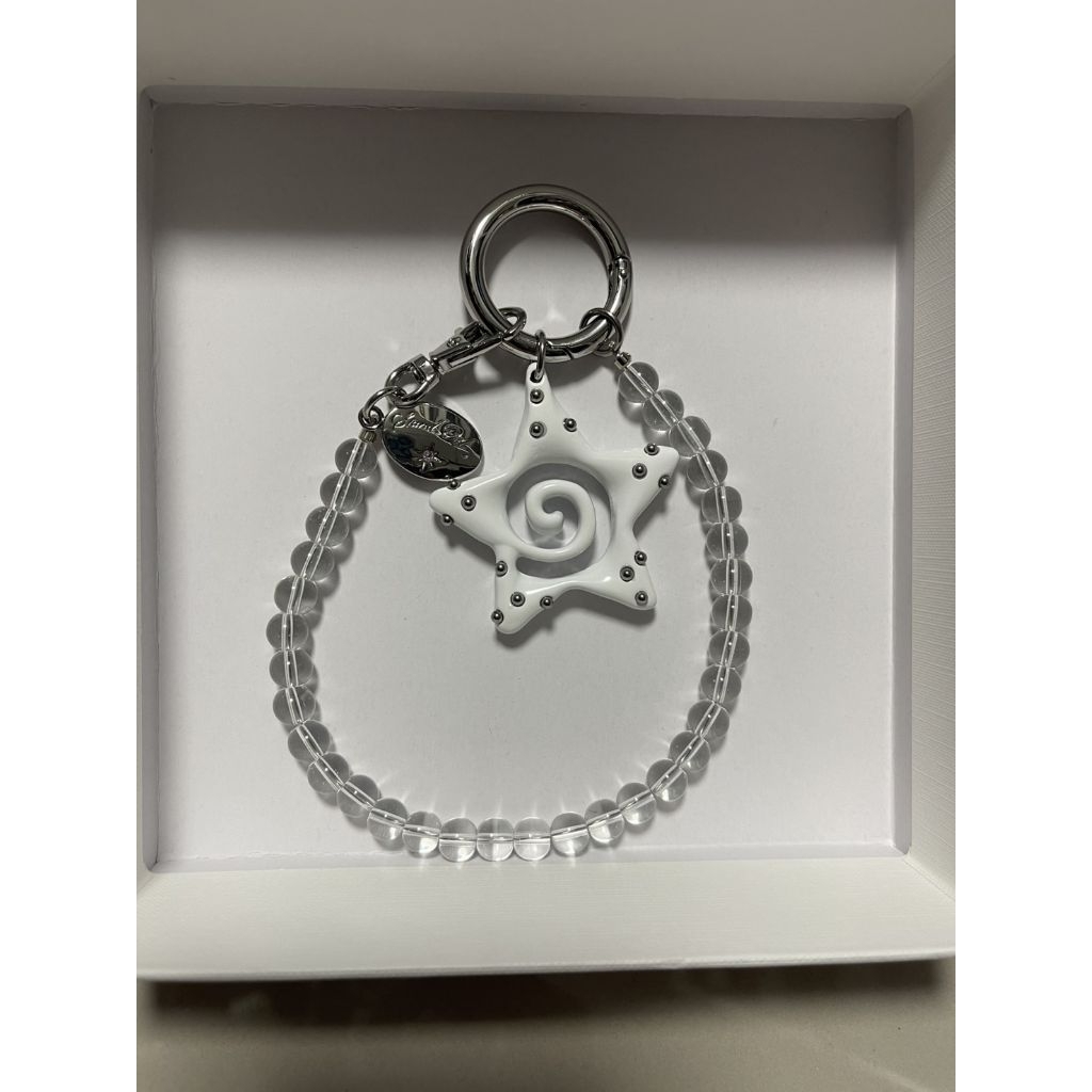 Stand Oil Cherry Pearl Keyring (Silver) / Heart Shell Keyring (Silver) / Dot Star Keyring