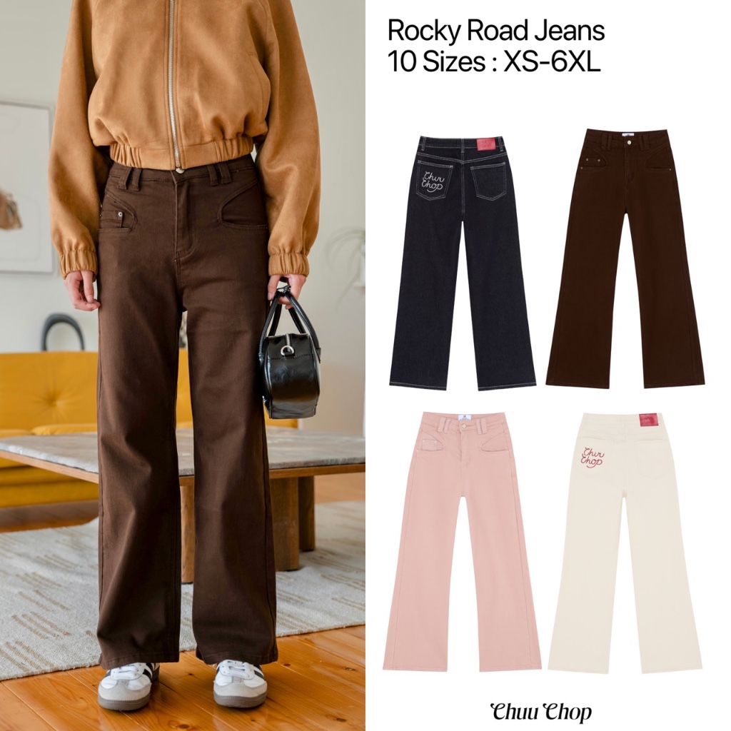 [พร้อมส่ง] CHUUCHOP (XS-4XL) - Rocky road jeans กางเกงยีนส์เ