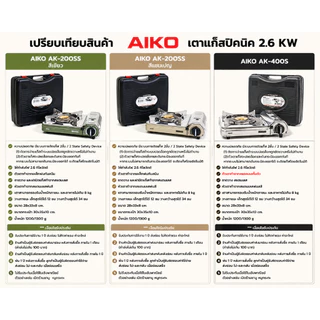 AIKO AK-200SS สีแชมเปญ + AL103 เตาแคมป์ปิ้ง 2.6 kw พร้อม ALTA/AIKO แก๊สสามกระป๋อง แก๊ส เตาแก๊ส