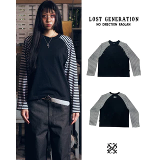 22wrldwidee No Direction Raglan เสื้อแขนยาวราแกลนพ่นสีดำ ผ้าคอตตอน 270GSM ใส่แล้วโครตเท่ห์ (OC183)