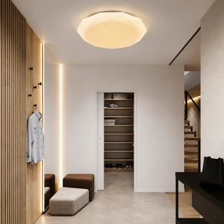 YOWXII โคมไฟเพดาน ไฟ LED 36W48W72W โคมไฟเพดาน 3 สีเปลี่ยน/สีขาว ไฟเพดาน LED ไฟห้องนอน เพดาน ไฟเพชรa