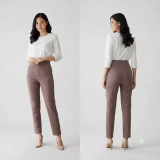 กางเกงขายาวผู้หญิง 7 ส่วนหน้าเรียบ (ผ้าฮานาโกะ) ใส่ทำงาน (S-5XL)