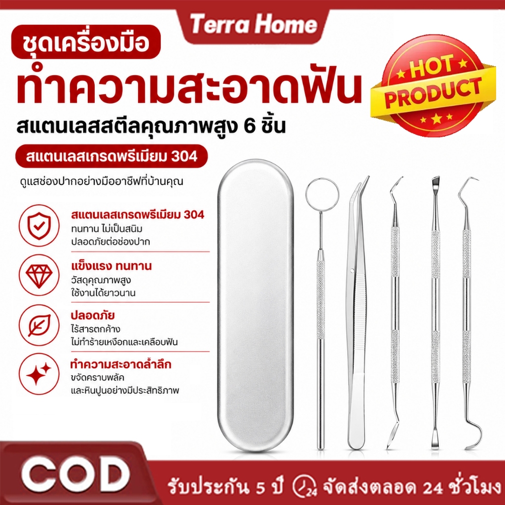 💥ส่งจากกทม💥 6 อุปกรณ์ขูดหินปูน kit oral tools โพรบหินปูน B