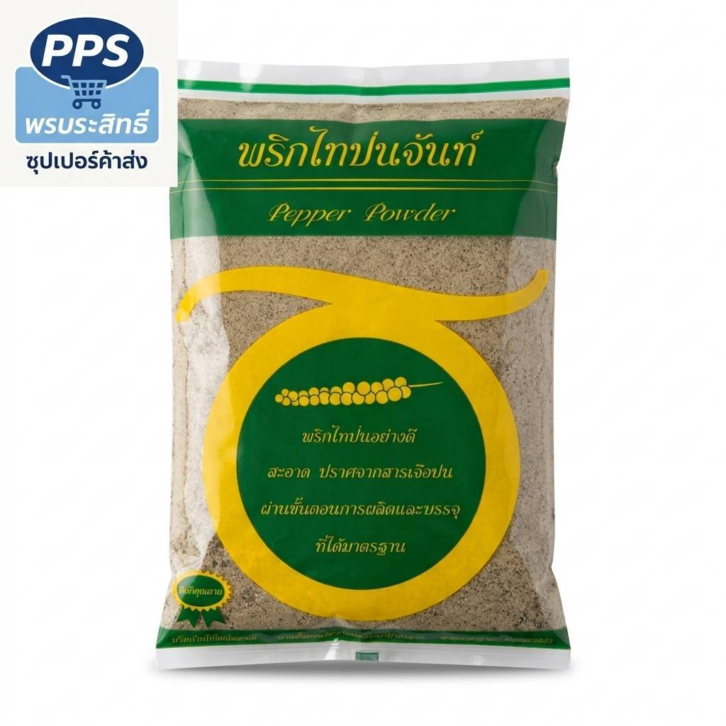 พริกไทยป่น 500g (พริกไทยจันท์) สะอาด ปลอดภัย (ข้าวทอง)