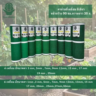 ตาข่ายพลาสติก ไทยประสิทธิ์ 90cmX30 m. (สีเหลี่ยม, หกเหลี่ยม)