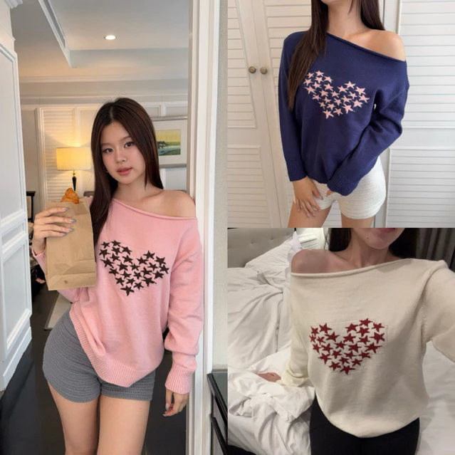 Delaine| Stella heart เสื้อแขนยาวปาดไหล่